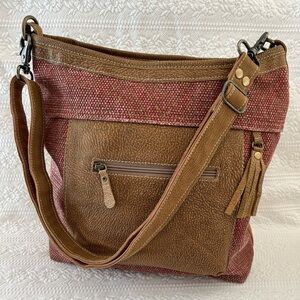 Myra Free Spirited Leather Canvas Shoulder Bag